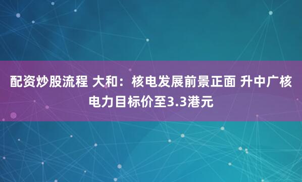 配资炒股流程 大和：核电发展前景正面 升中广核电力目标价至3.3港元